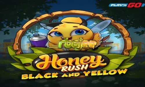 Honey Rush Black and Yellow স্লট গেমের নিয়ন-আলোকিত ইন্টারফেস